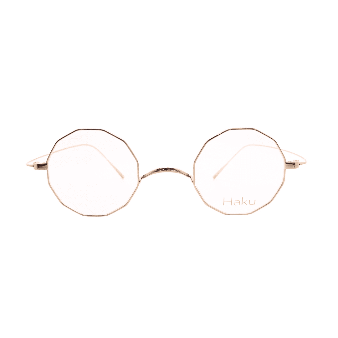 Haku-12RS - ハク ラウンド型 ゴールド Sサイズ [金沢眼鏡 / チタン製