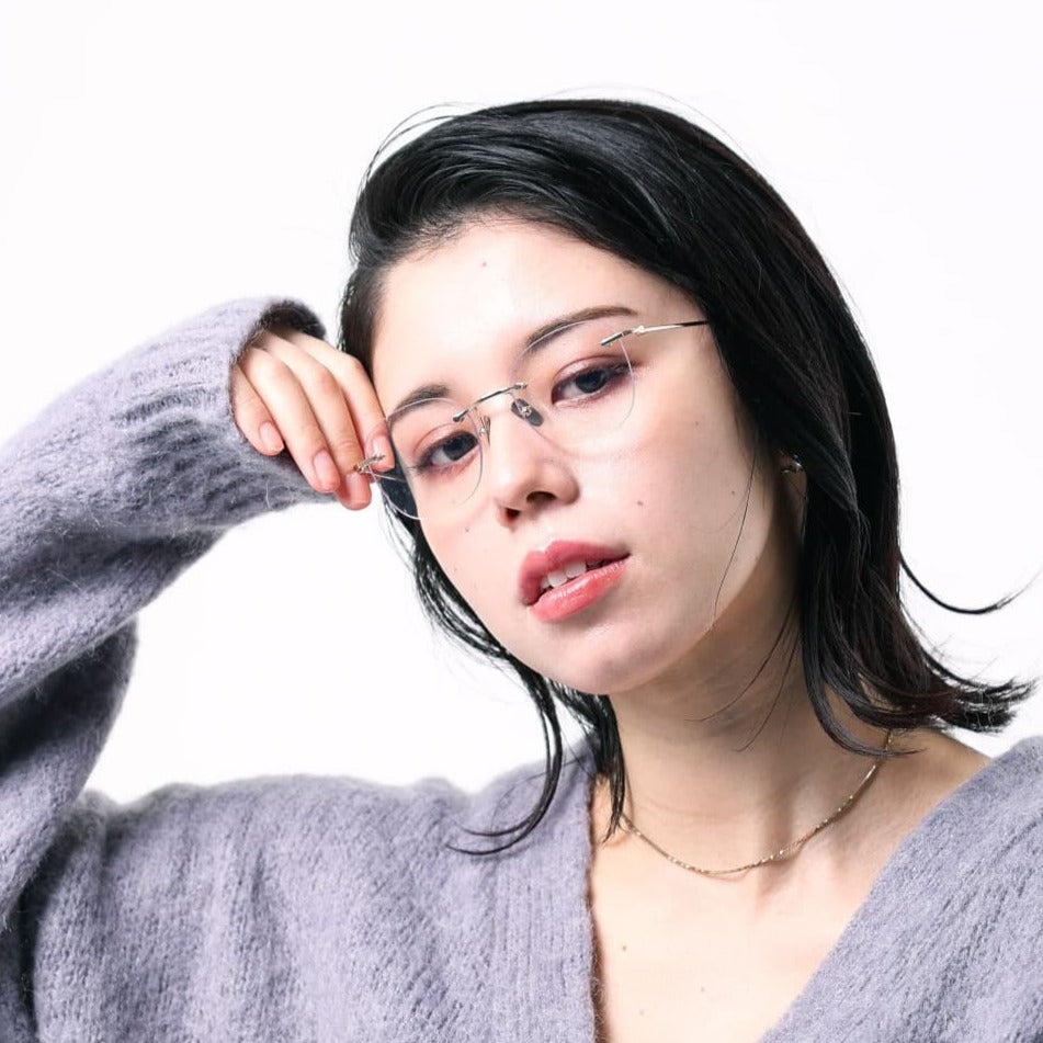 【アウトレット品】（TRAD）Teasel - Square C4：Pearl Pink [ スクエア型 / 縁なし2ポイント / チタン ]