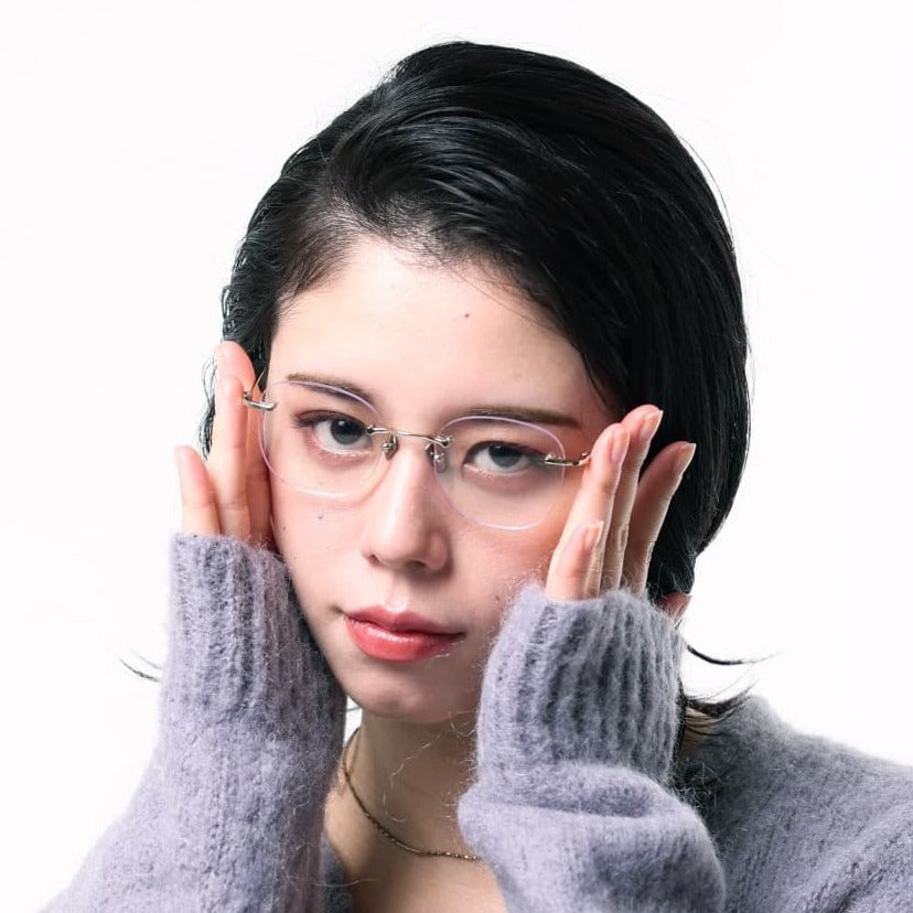 【アウトレット品】（TRAD）Teasel - Square C4：Pearl Pink [ スクエア型 / 縁なし2ポイント / チタン ]