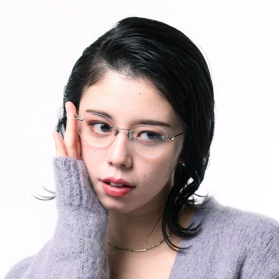 【アウトレット品】（TRAD）Teasel - Square C4：Pearl Pink [ スクエア型 / 縁なし2ポイント / チタン ]