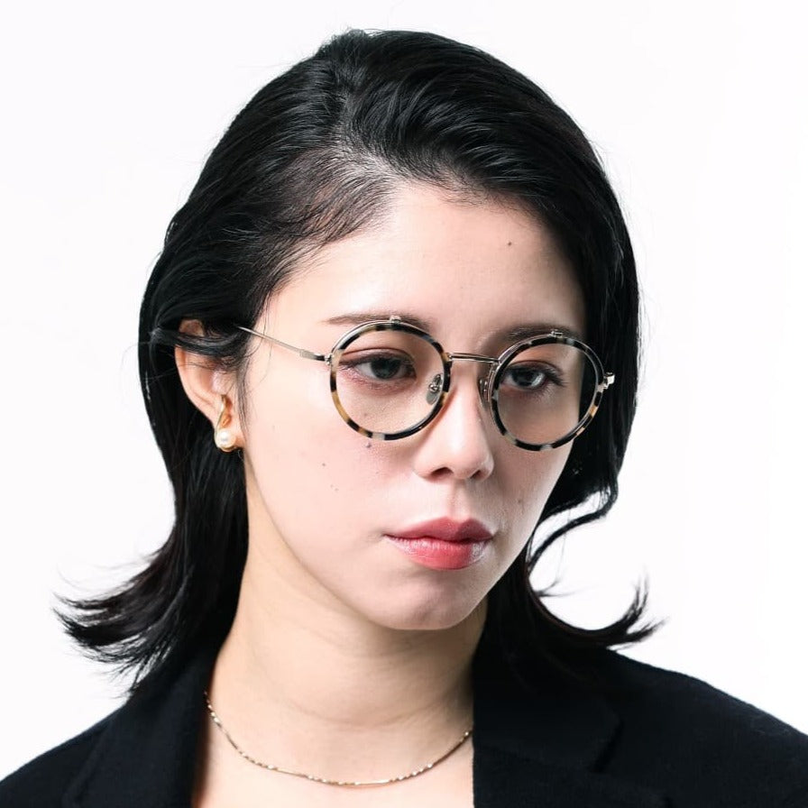 【アウトレット品】（TRAD）Mallow C4：Blue Demi × Silver [ 変形ラウンド / 跳ね上げレンズ / チタン / レンズ交換可 ]