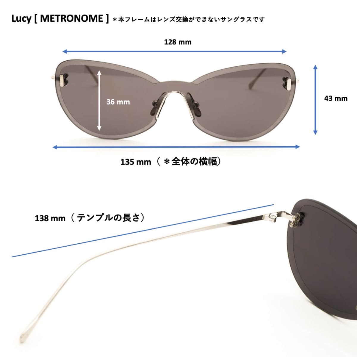 【アウトレット品】（METRONOME）Lucy C2：MAT BLACK × GRAY HALF [ フォックス型 / 1眼サングラスレンズ / βチタン ]