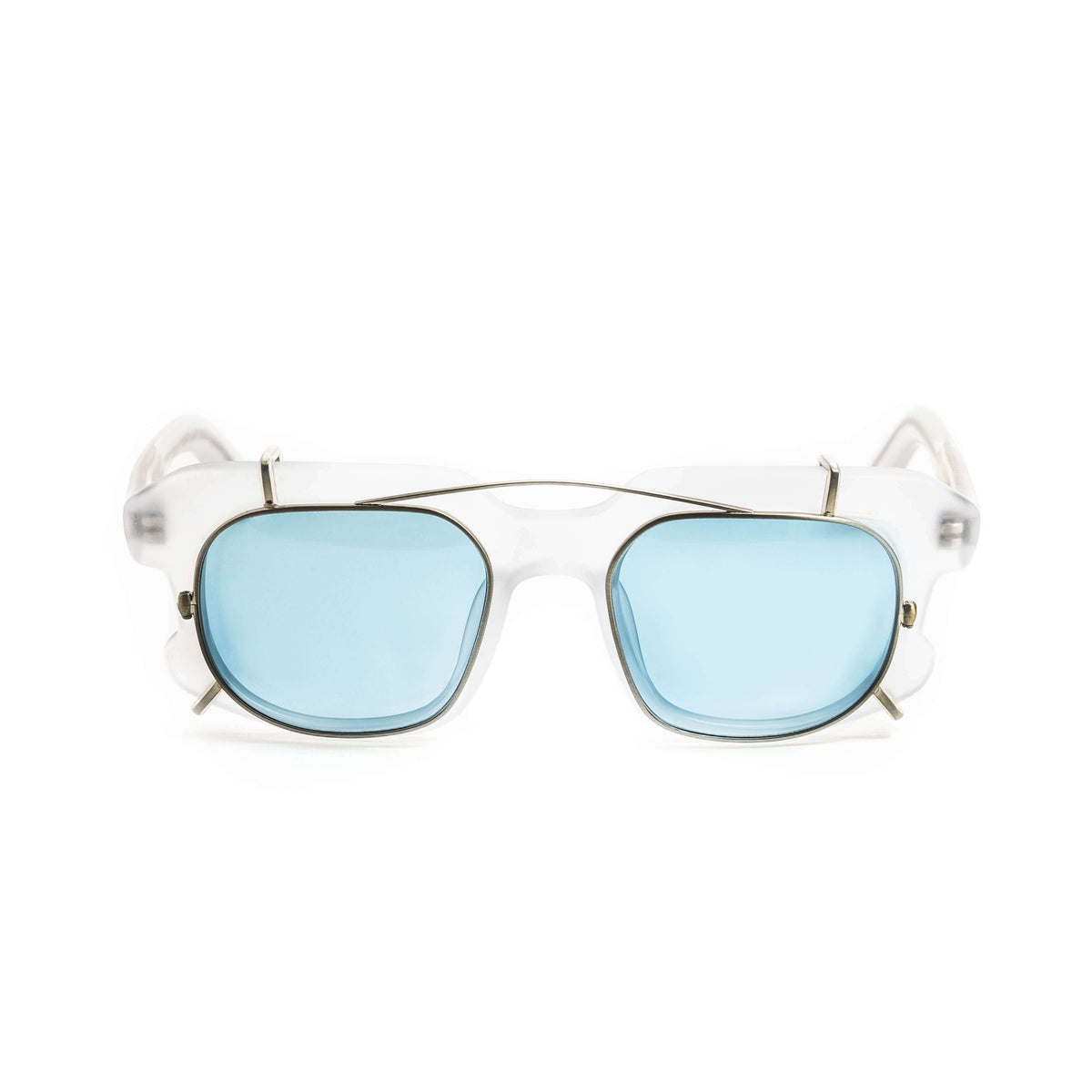 【アウトレット品】（Resonance）MINX C3：MAT CLEAR × BLUE [ ウェリントン型 / クリップオンサングラス / アセテート / レンズ交換可 ]