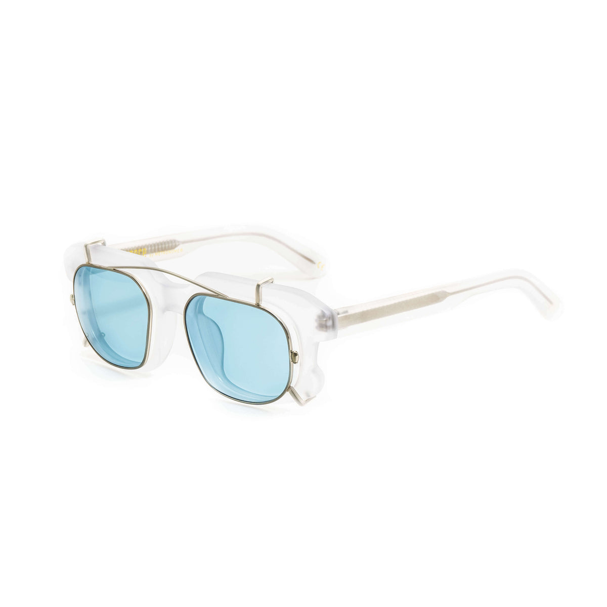 【アウトレット品】（Resonance）MINX C3：MAT CLEAR × BLUE [ ウェリントン型 / クリップオンサングラス / アセテート / レンズ交換可 ]