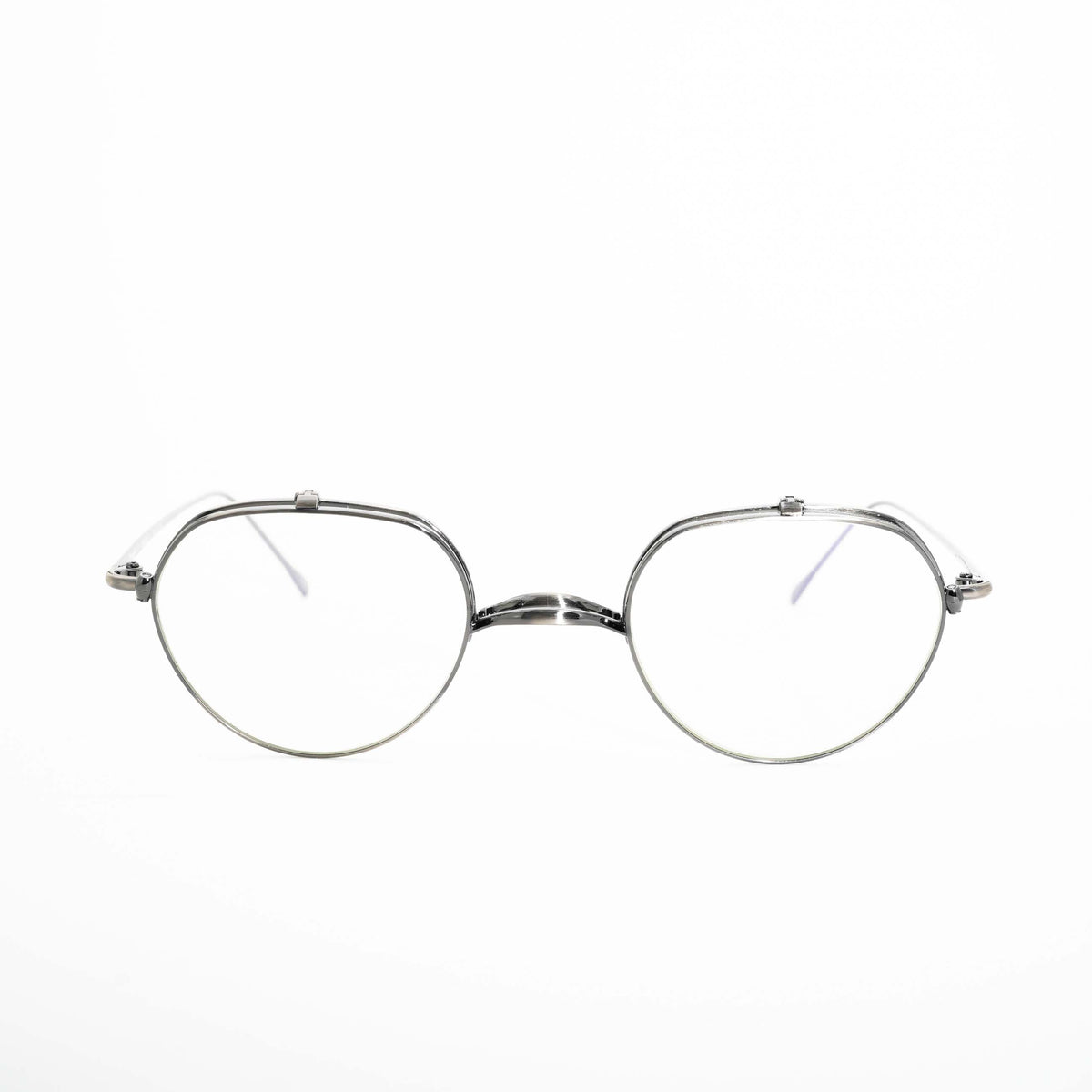 (TRAD) Gentian [Flip-up Lenses / Non-Prescription Blue Light Blocking Lenses / Interchangeable Lenses / Titanium / Rope-Wrapped or Straight Temples]