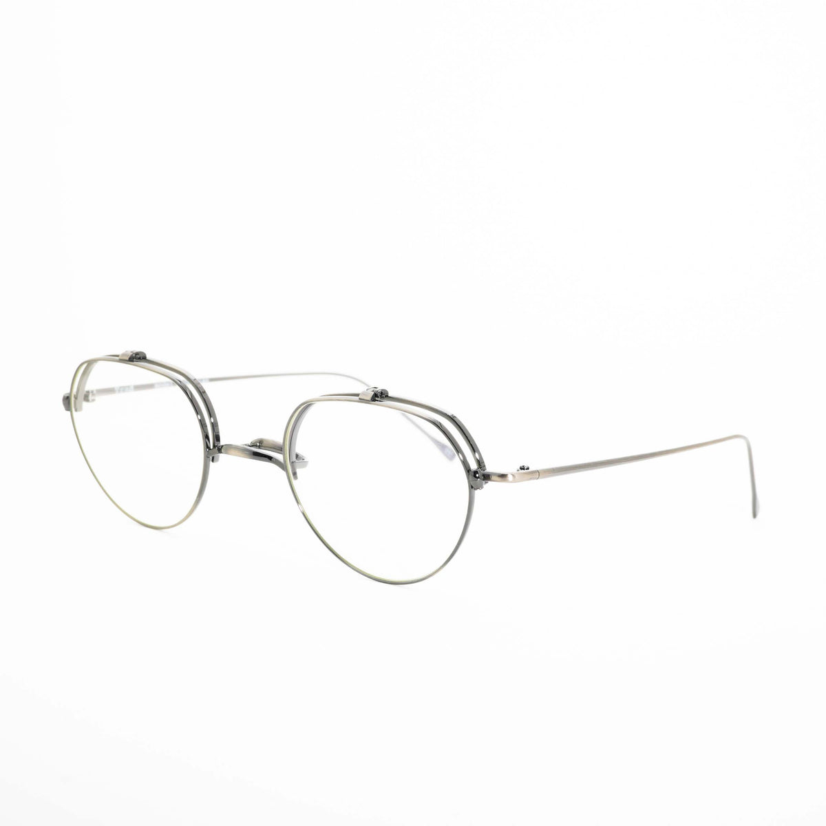(TRAD) Gentian [Flip-up Lenses / Non-Prescription Blue Light Blocking Lenses / Interchangeable Lenses / Titanium / Rope-Wrapped or Straight Temples]