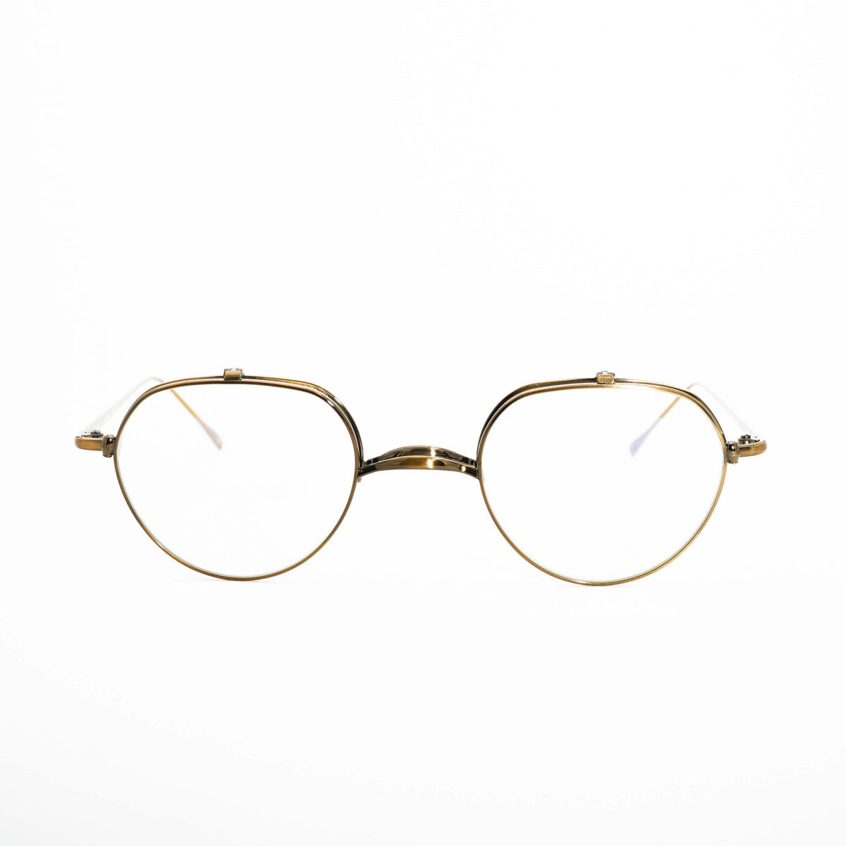 (TRAD) Gentian [Flip-up Lenses / Non-Prescription Blue Light Blocking Lenses / Interchangeable Lenses / Titanium / Rope-Wrapped or Straight Temples]