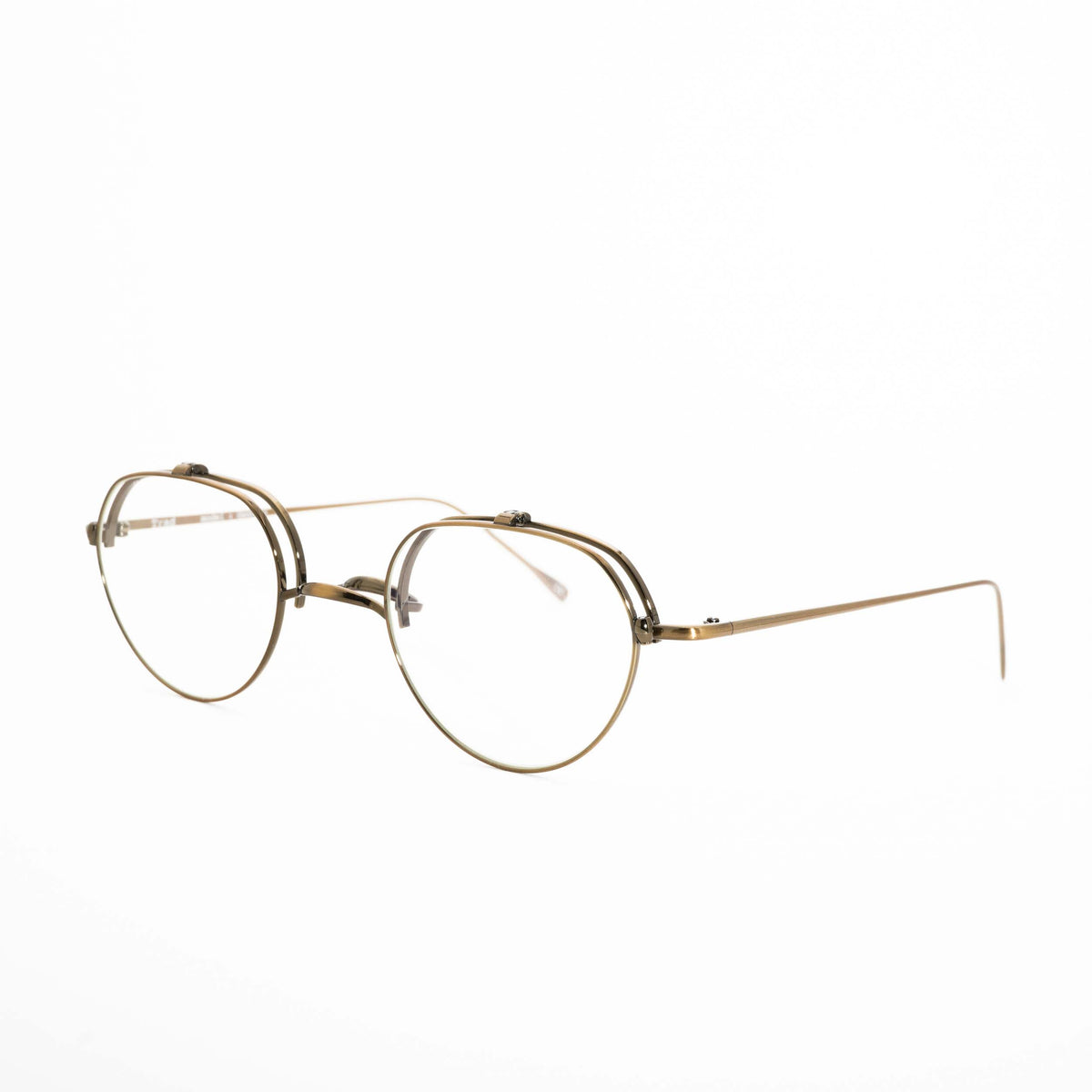 (TRAD) Gentian [Flip-up Lenses / Non-Prescription Blue Light Blocking Lenses / Interchangeable Lenses / Titanium / Rope-Wrapped or Straight Temples]