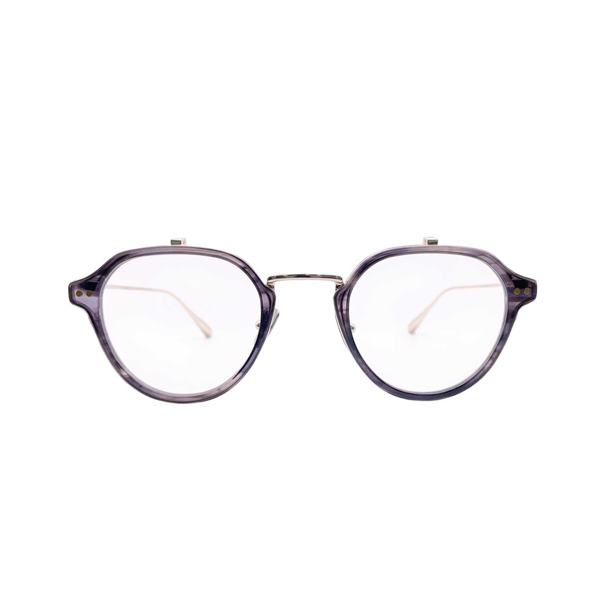 【アウトレット品】（TRAD）Iris C4：Blue Sasa × Silver [ ボストン型 / 跳ね上げレンズ / チタン / レンズ交換可 ]