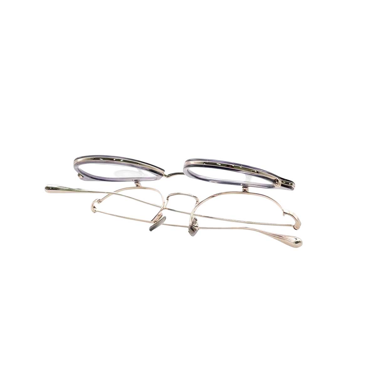 【アウトレット品】（TRAD）Iris C4：Blue Sasa × Silver [ ボストン型 / 跳ね上げレンズ / チタン / レンズ交換可 ]