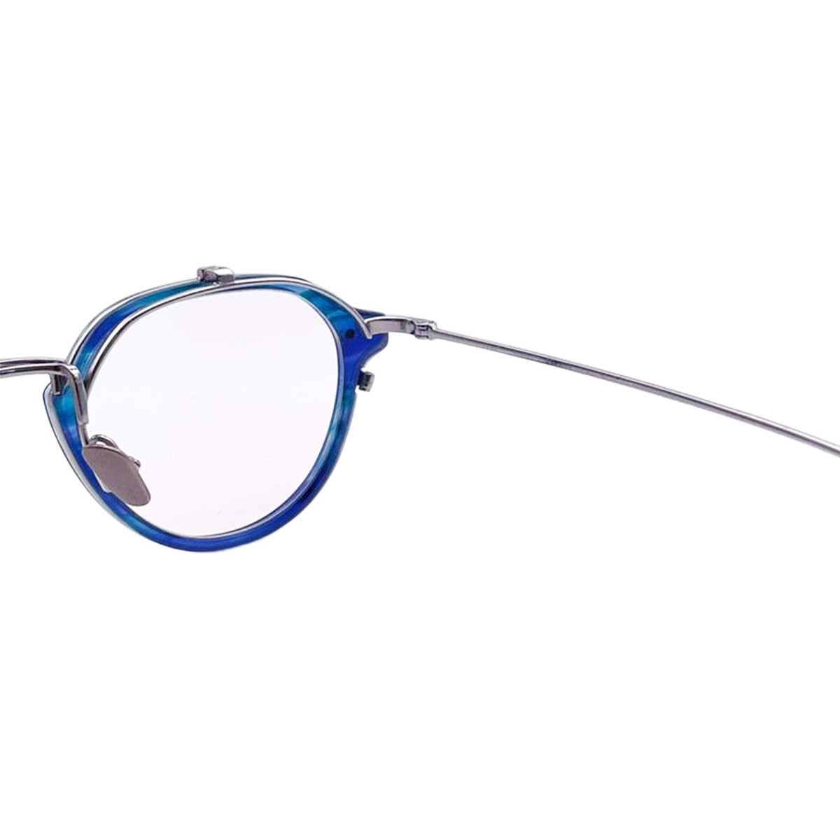 【アウトレット品】（TRAD）Iris C4：Blue Sasa × Silver [ ボストン型 / 跳ね上げレンズ / チタン / レンズ交換可 ]