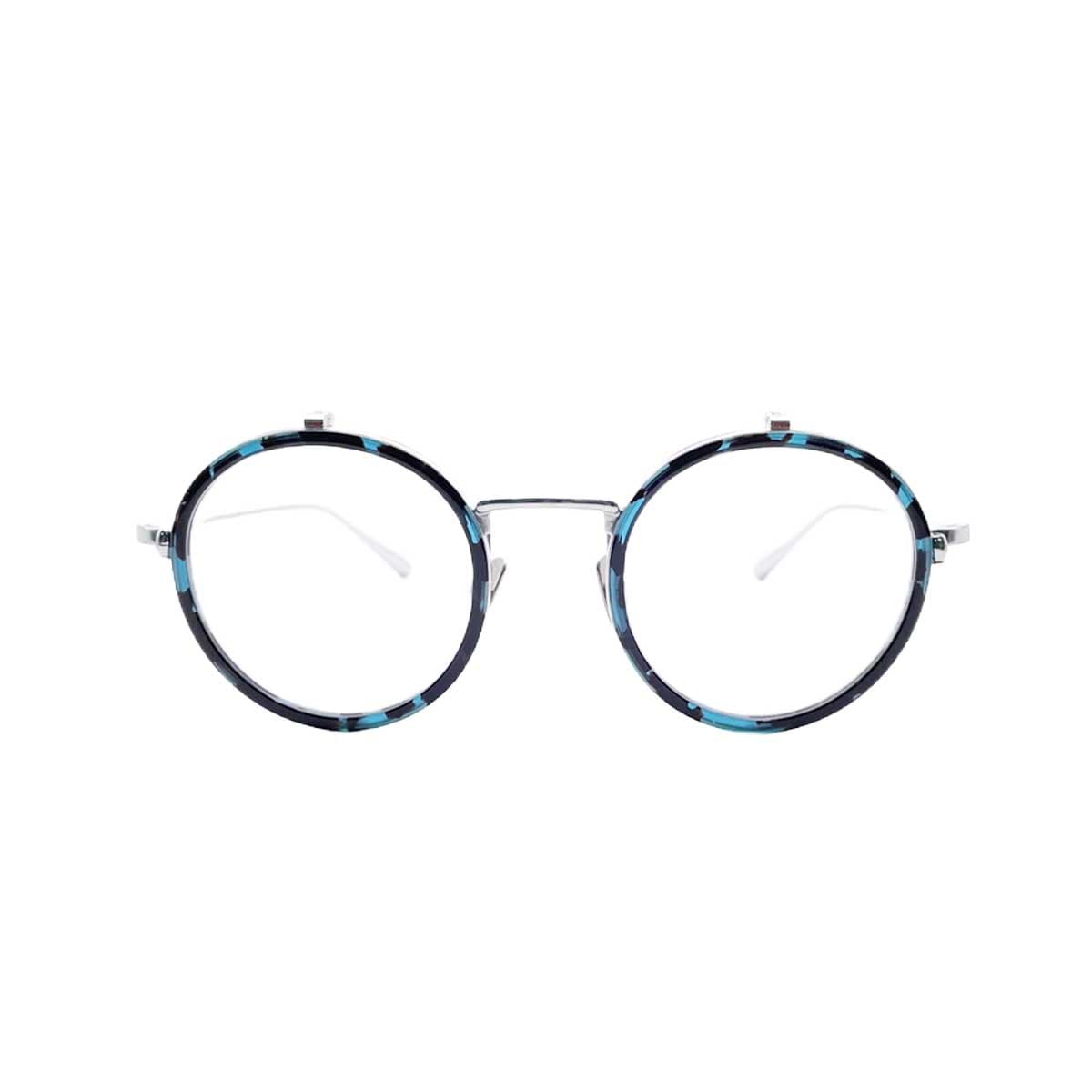 【アウトレット品】（TRAD）Mallow C4：Blue Demi × Silver [ 変形ラウンド / 跳ね上げレンズ / チタン / レンズ交換可 ]