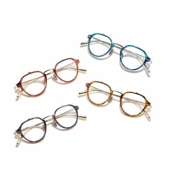 【アウトレット品】（TRAD）Iris C4：Blue Sasa × Silver [ ボストン型 / 跳ね上げレンズ / チタン / レンズ交換可 ]